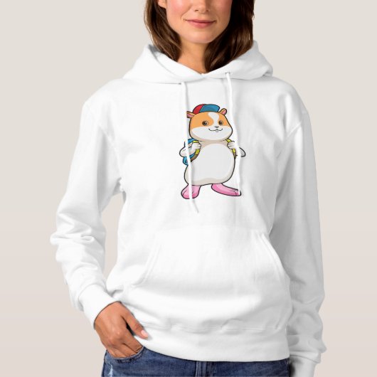 Hamster als student met rugzak en Pet Hoodie (Voorkant)