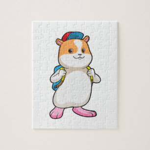 Hamster als student met rugzak en Pet Legpuzzel