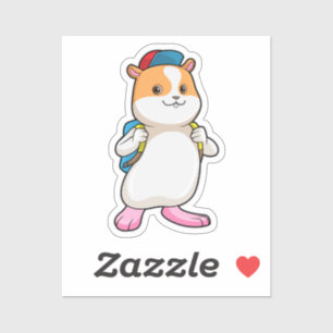 Hamster als student met rugzak en Pet Sticker
