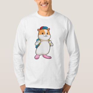 Hamster als student met rugzak en Pet T-shirt