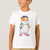 Hamster als student met rugzak en Pet T-shirt (Voorkant)