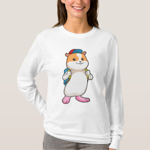 Hamster als student met rugzak en Pet T-shirt