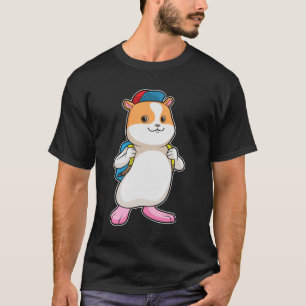Hamster als student met rugzak en Pet T-shirt
