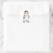 Hamster als student met rugzak en Pet Vierkante Sticker (Tas)