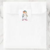 Hamster als student met rugzak en Pet Vierkante Sticker (Tas)