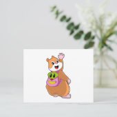 Hamster als student met rugzak.PNG Briefkaart (Staand voorkant)