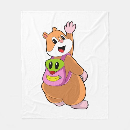 Hamster als student met rugzak.PNG Fleece Deken (Voorkant)