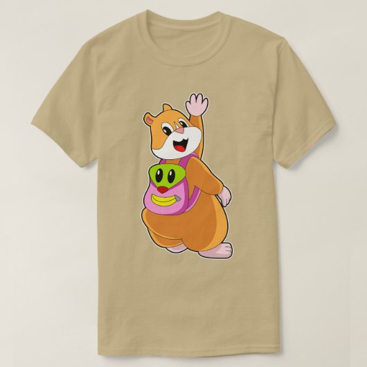 Hamster als student met rugzak t-shirt (Design voorkant)