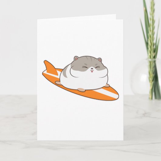 Hamster als surfer met surfplank kaart (Voorkant)