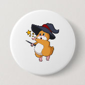 Hamster als Tovenaar met Magische Wand Ronde Button 7,6 Cm (Voorkant)