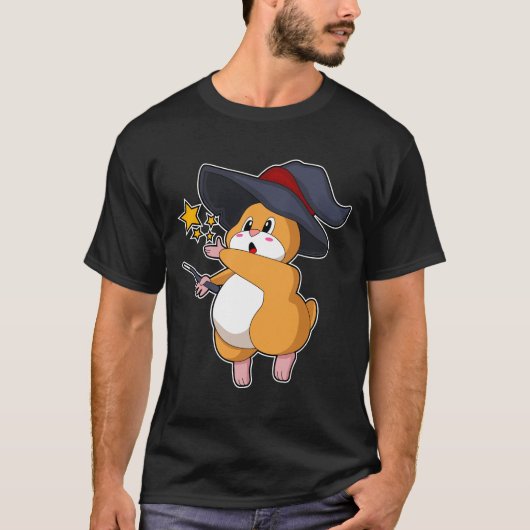 Hamster als Tovenaar met Magische Wand T-shirt (Voorkant)