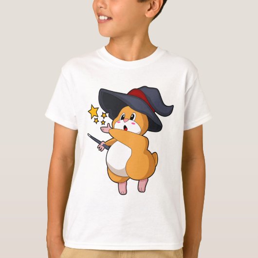 Hamster als Tovenaar met Magische Wand T-shirt (Voorkant)
