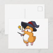 Hamster als tovenaar met toverstaf briefkaart (Voorkant / Achterkant)