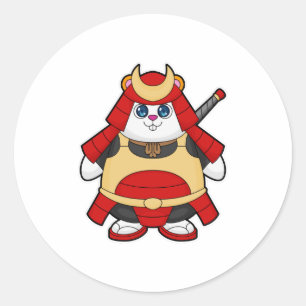 Hamster als Warrior met Armor Ronde Sticker
