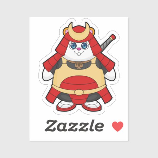 Hamster als Warrior met Armor Sticker (Vel)