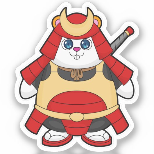 Hamster als Warrior met Armor Sticker (Voorkant)