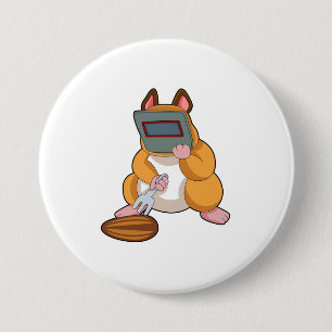 Hamster als Welder.PNG Ronde Button 7,6 Cm