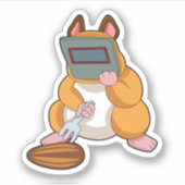 Hamster als Welder.PNG Sticker (Voorkant)