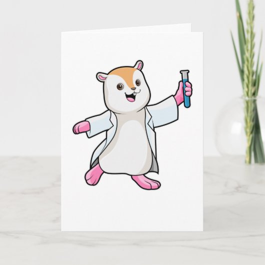 Hamster als wetenschapper met reageerbuis kaart (Voorkant)