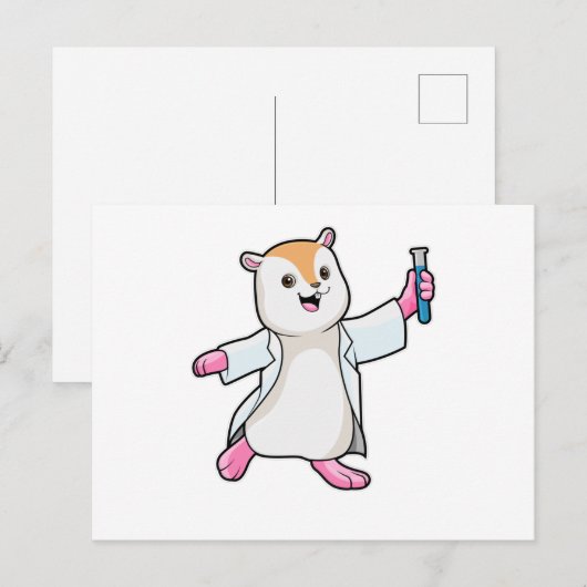 Hamster als wetenschapper met testbuis briefkaart (Voorkant / Achterkant)