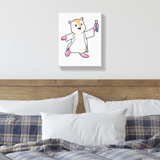Hamster als wetenschapper met testbuis canvas afdruk (Insitu (Slaapkamer))