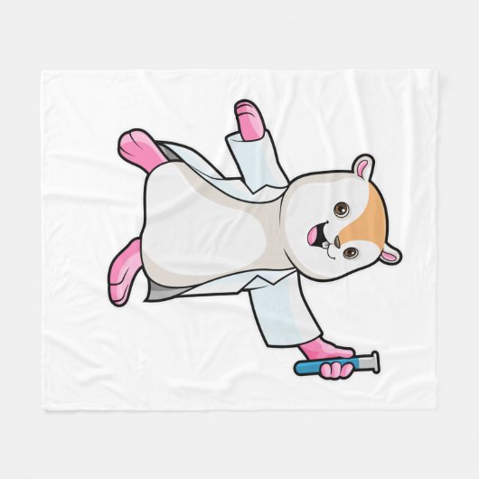 Hamster als wetenschapper met testbuis fleece deken (Voorkant (Horizontaal))