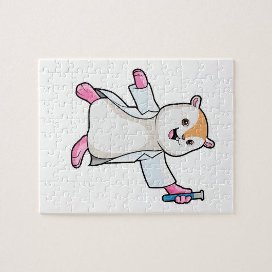 Hamster als wetenschapper met testbuis legpuzzel (Horizontaal)