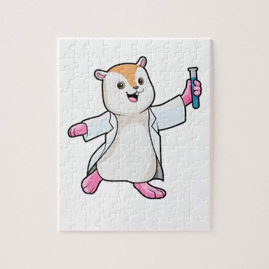 Hamster als wetenschapper met testbuis legpuzzel (Verticaal)