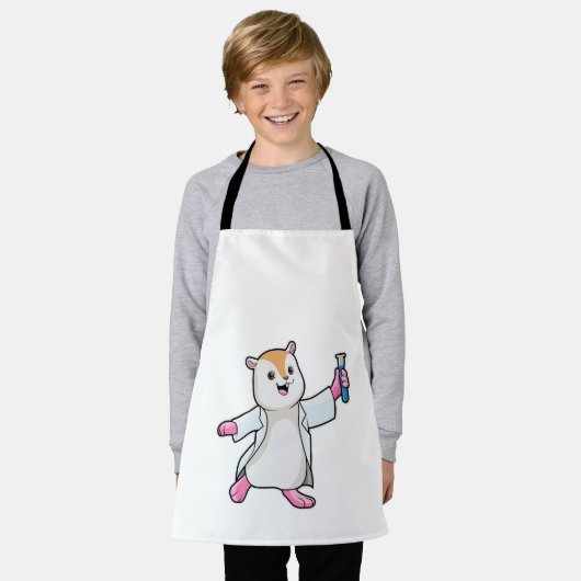 Hamster als wetenschapper met testbuis schort (Gedragen)