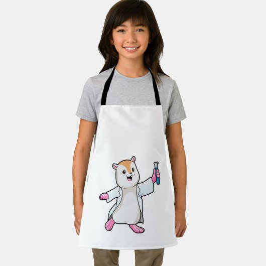 Hamster als wetenschapper met testbuis schort (Insitu)