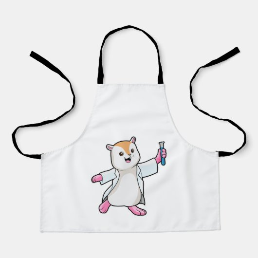 Hamster als wetenschapper met testbuis schort (Voorkant)