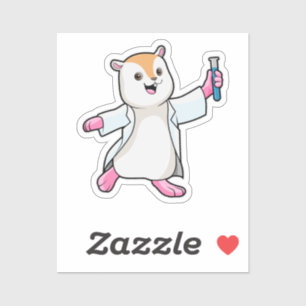 Hamster als wetenschapper met testbuis sticker