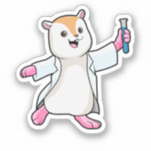 Hamster als wetenschapper met testbuis sticker (Voorkant)