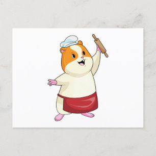 Hamster as Baker with Rolling pin Briefkaart