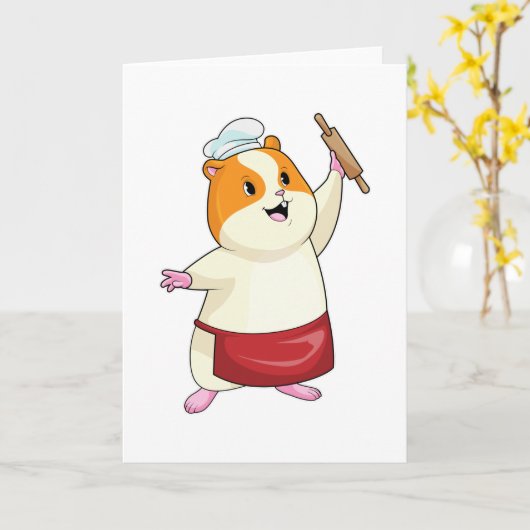 Hamster as Baker with Rolling pin Kaart (Gele Bloem)