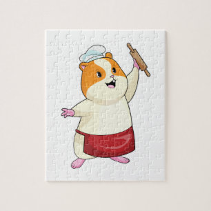 Hamster as Baker with Rolling pin Legpuzzel