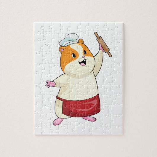 Hamster as Baker with Rolling pin Legpuzzel (Verticaal)