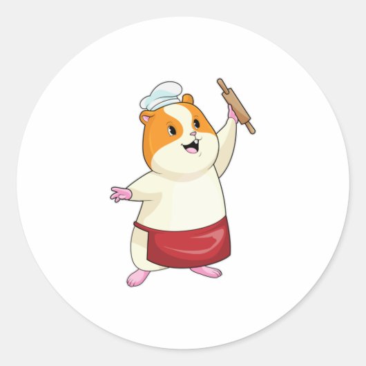 Hamster as Baker with Rolling pin Ronde Sticker (Voorkant)