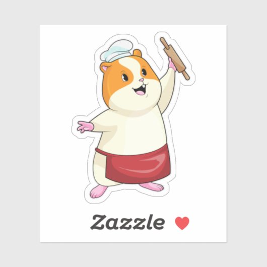 Hamster as Baker with Rolling pin Sticker (Vel)
