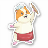 Hamster as Baker with Rolling pin Sticker (Voorkant)