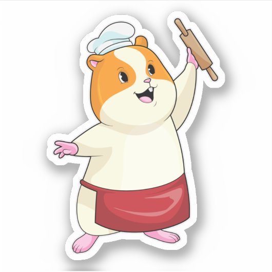 Hamster as Baker with Rolling pin Sticker (Voorkant)