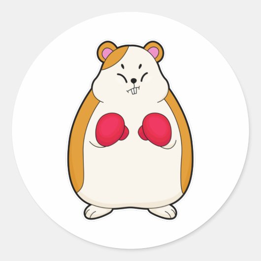 Hamster as Boxer met Boxing gloves Ronde Sticker (Voorkant)