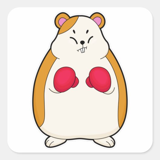 Hamster as Boxer met Boxing gloves Vierkante Sticker (Voorkant)