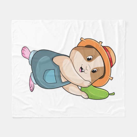 Hamster as Farmer with Zucchini Fleece Deken (Voorkant (Horizontaal))