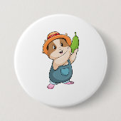 Hamster as Farmer with Zucchini Ronde Button 7,6 Cm (Voorkant)