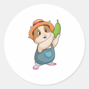 Hamster as Farmer with Zucchini Ronde Sticker
