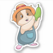 Hamster as Farmer with Zucchini Sticker (Voorkant)