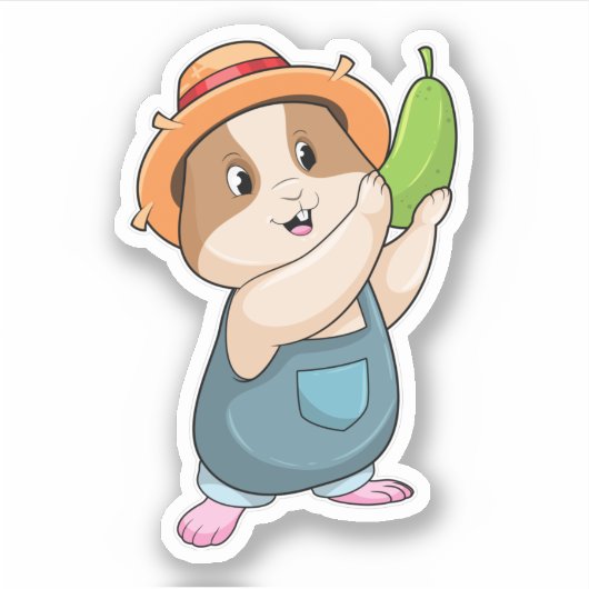 Hamster as Farmer with Zucchini Sticker (Voorkant)