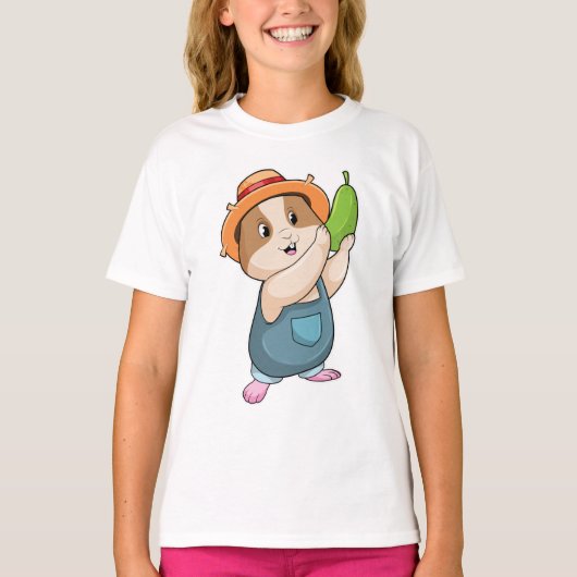 Hamster as Farmer with Zucchini T-shirt (Voorkant)