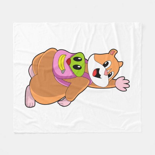Hamster as Student with Backpack.PNG Fleece Deken (Voorkant (Horizontaal))